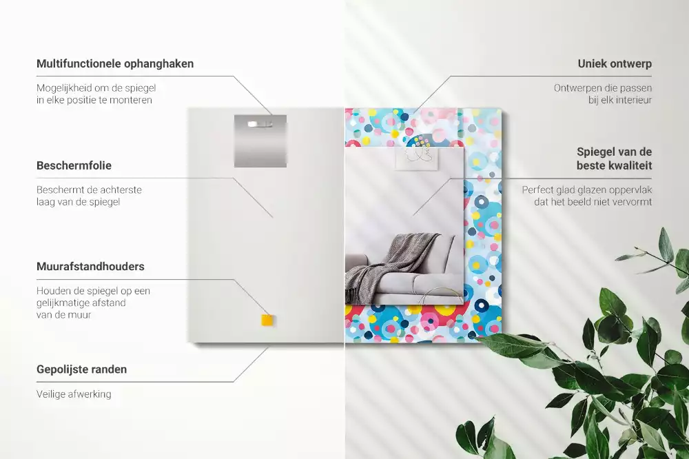 Miroir avec imprimé décoratif rectangulaire Motifs abstraits colorés