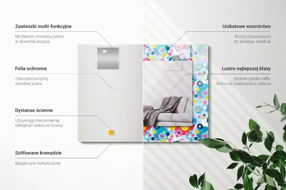 Miroir avec imprimé décoratif rectangulaire Motifs abstraits colorés