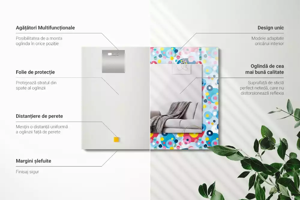 Miroir avec imprimé décoratif rectangulaire Motifs abstraits colorés