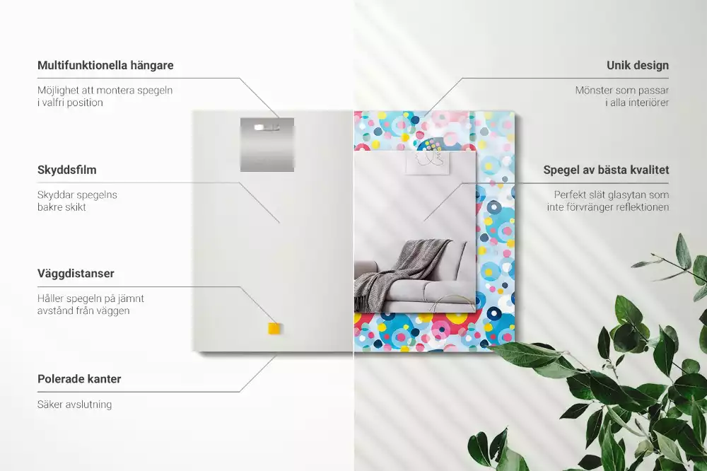 Miroir avec imprimé décoratif rectangulaire Motifs abstraits colorés