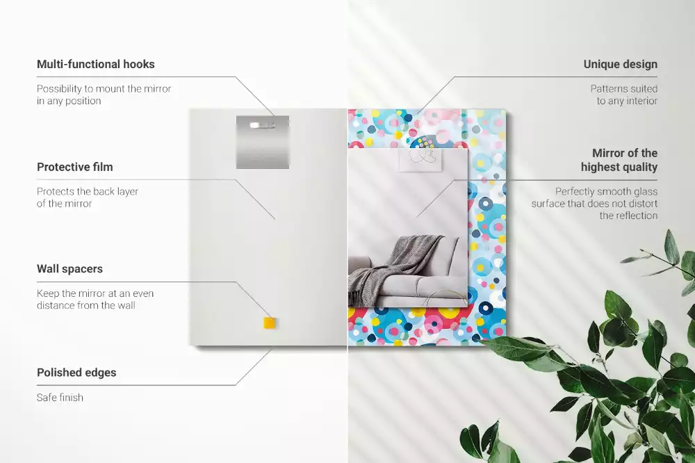 Miroir avec imprimé décoratif rectangulaire Motifs abstraits colorés