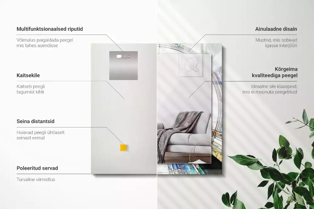 Miroir décoratif rectangulaire Mosaïque abstraite cercles