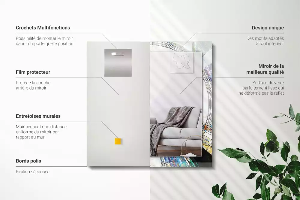 Miroir décoratif rectangulaire Mosaïque abstraite cercles