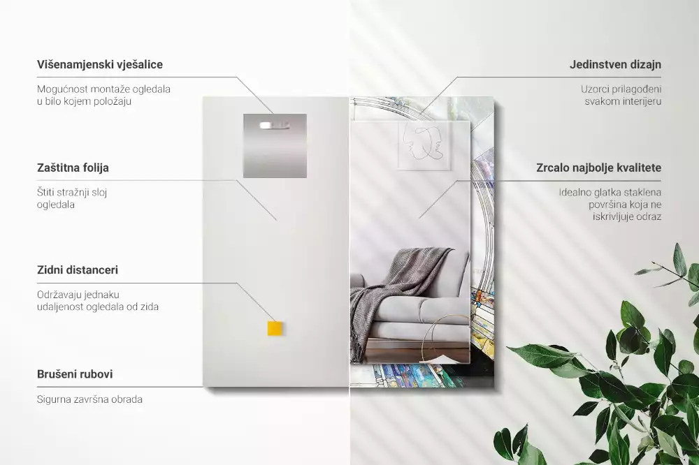 Miroir décoratif rectangulaire Mosaïque abstraite cercles