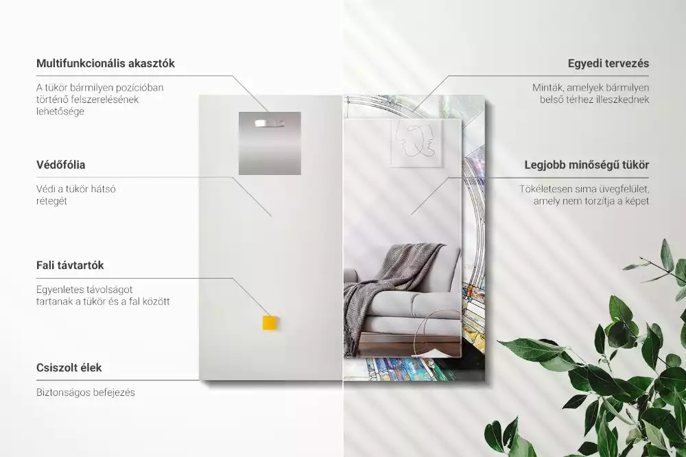 Miroir décoratif rectangulaire Mosaïque abstraite cercles