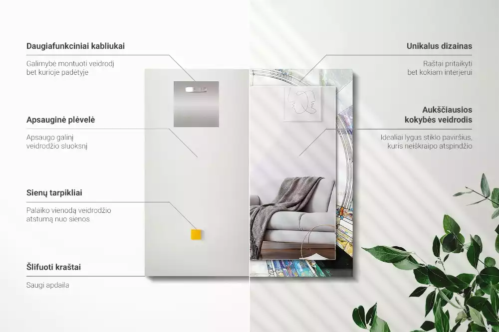 Miroir décoratif rectangulaire Mosaïque abstraite cercles