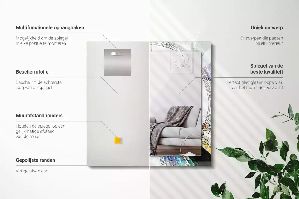 Miroir décoratif rectangulaire Mosaïque abstraite cercles