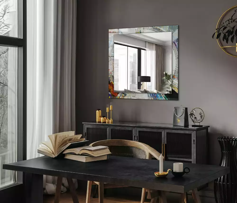 Miroir décoratif rectangulaire Mosaïque abstraite cercles