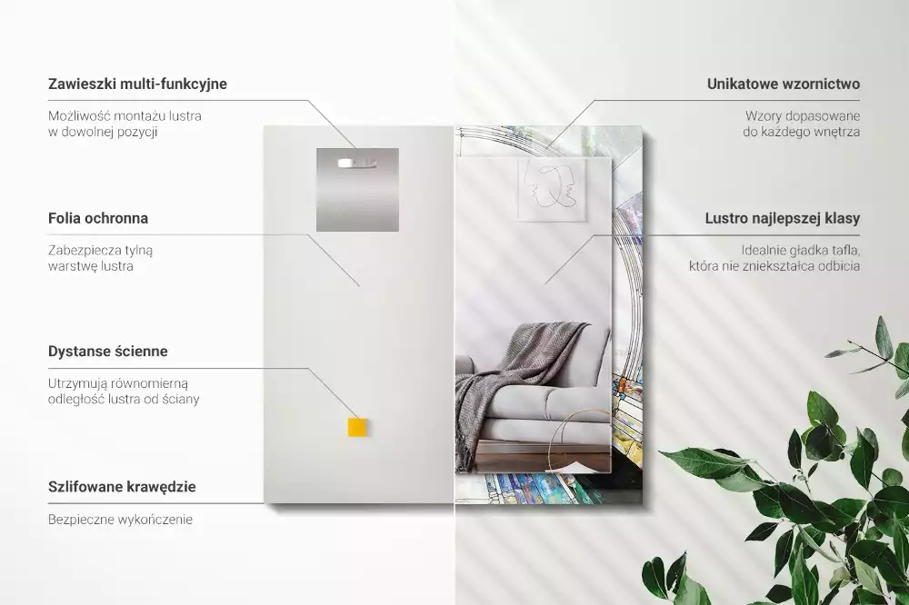 Miroir décoratif rectangulaire Mosaïque abstraite cercles