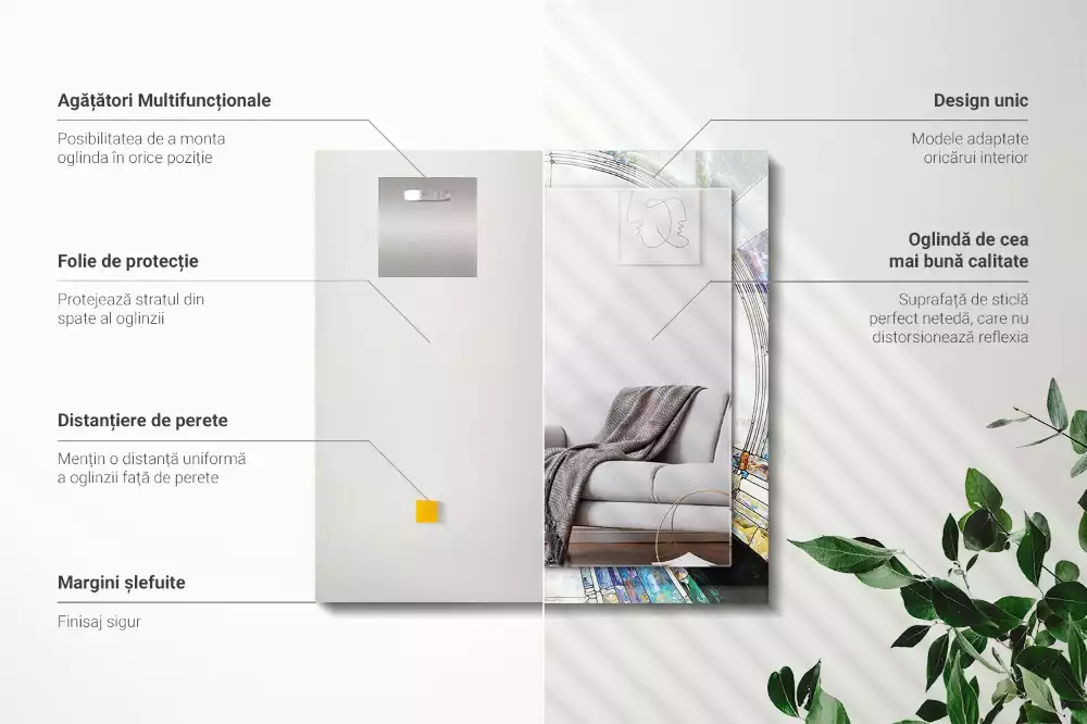 Miroir décoratif rectangulaire Mosaïque abstraite cercles