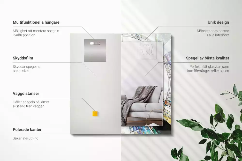 Miroir décoratif rectangulaire Mosaïque abstraite cercles