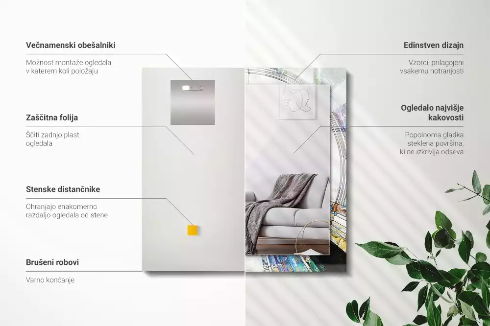 Miroir décoratif rectangulaire Mosaïque abstraite cercles