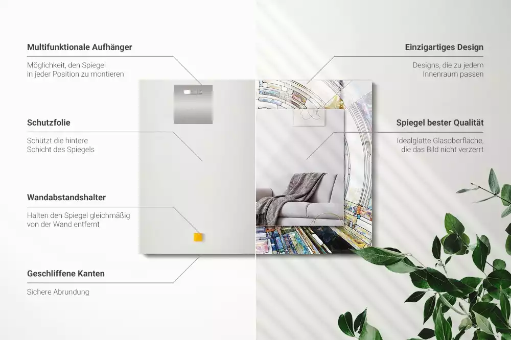 Miroir décoratif rectangulaire Mosaïque abstraite cercles