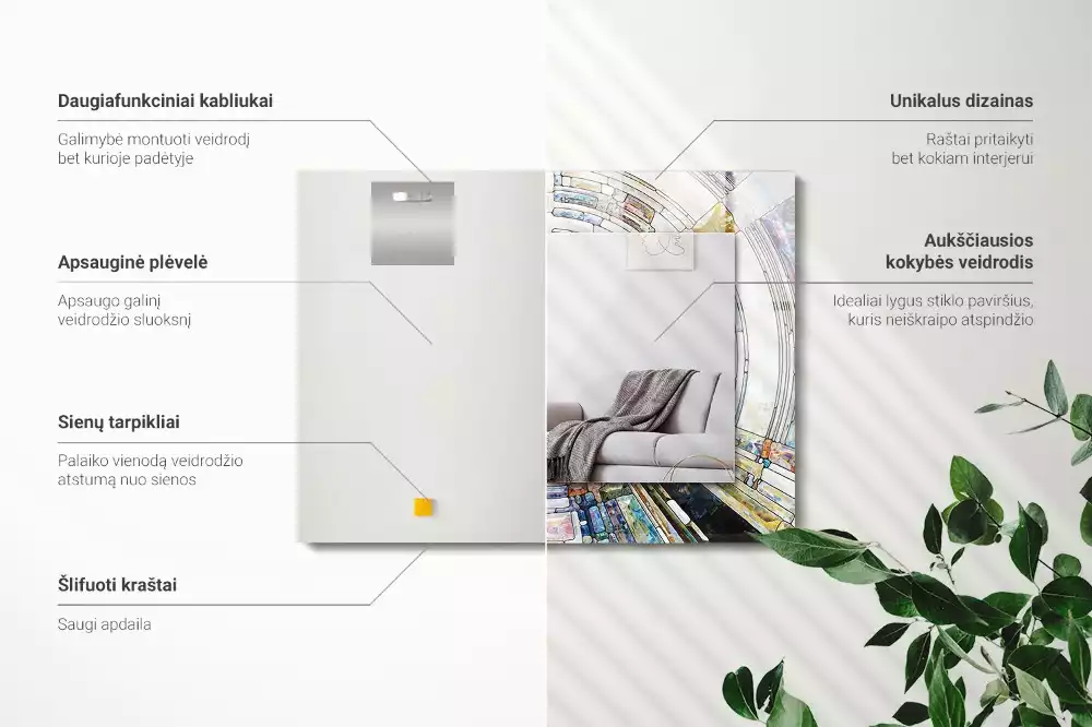 Miroir décoratif rectangulaire Mosaïque abstraite cercles