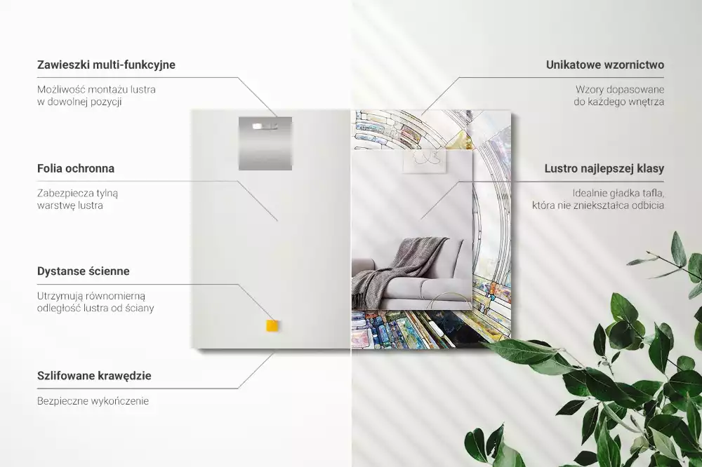 Miroir décoratif rectangulaire Mosaïque abstraite cercles