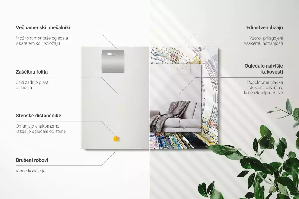 Miroir décoratif rectangulaire Mosaïque abstraite cercles