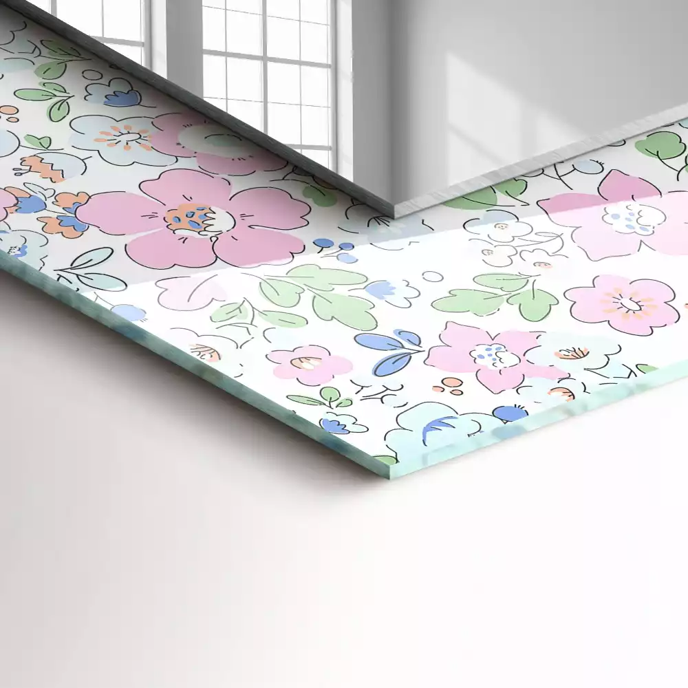Miroir avec imprimé rectangulaire Motif floral tissu