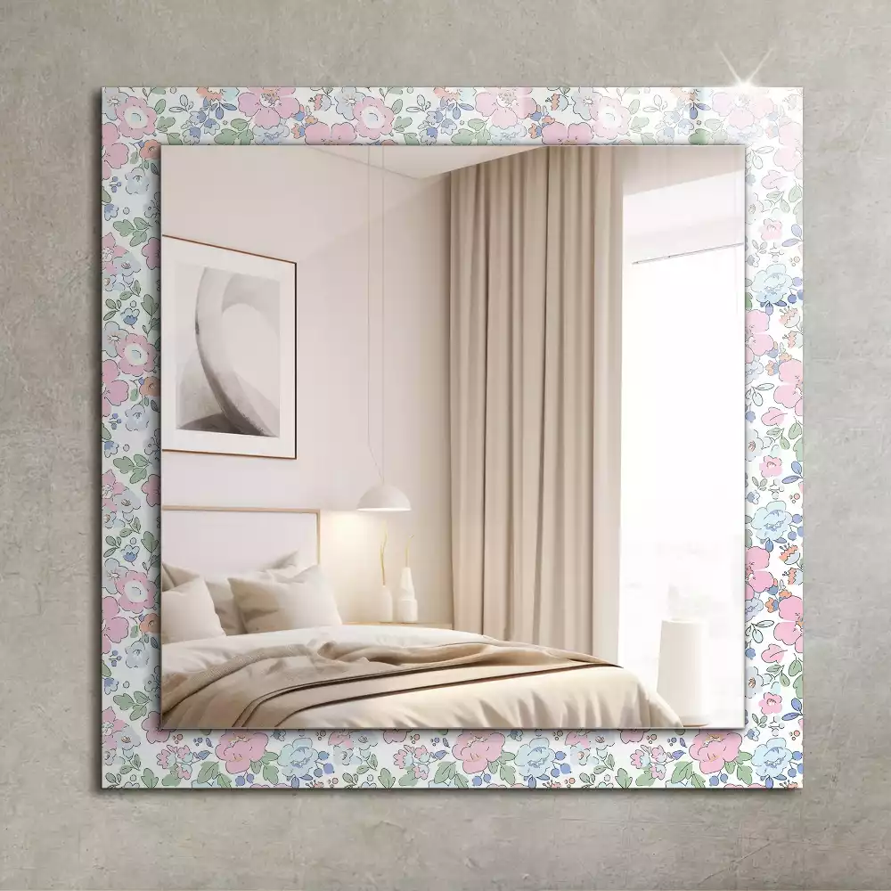 Miroir avec imprimé rectangulaire Motif floral tissu