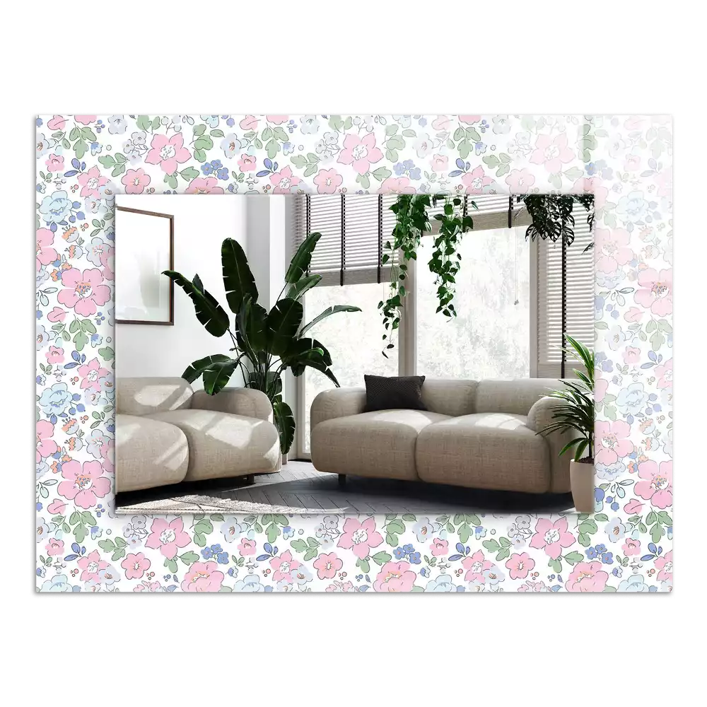 Miroir avec imprimé rectangulaire Motif floral tissu