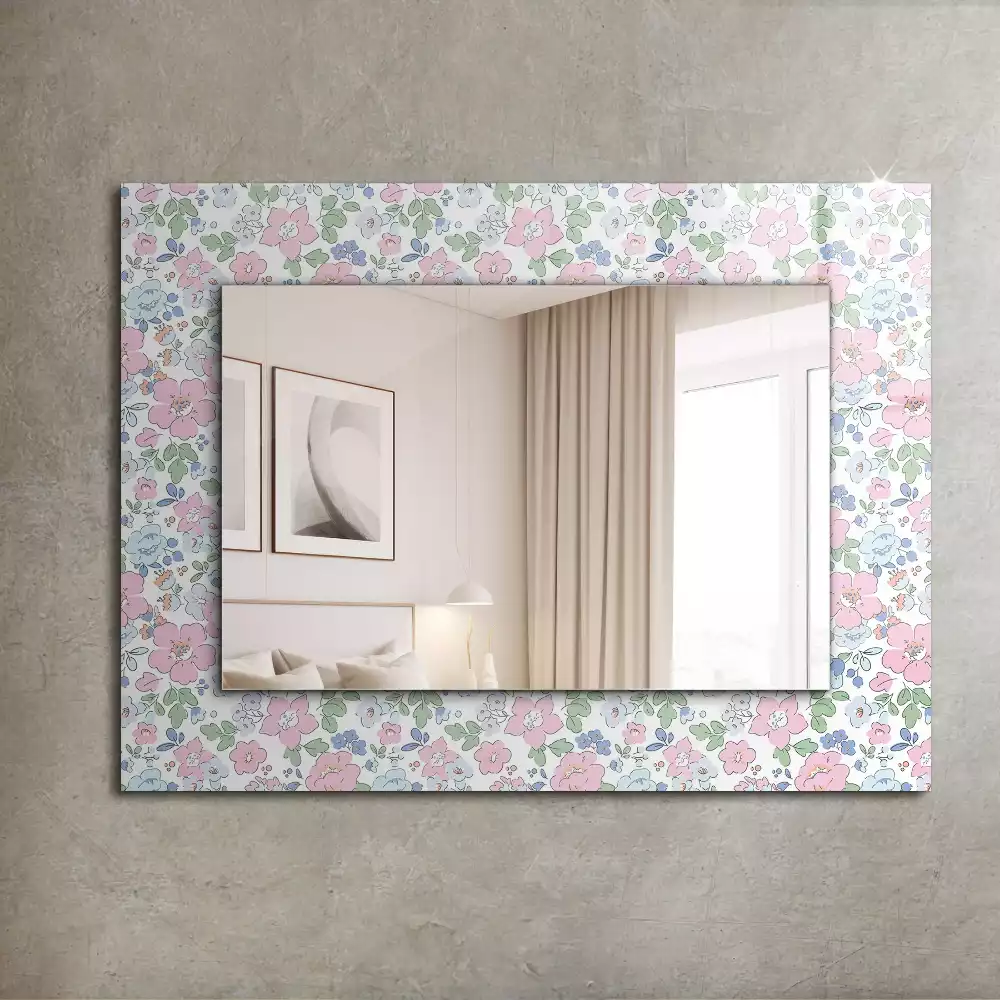 Miroir avec imprimé rectangulaire Motif floral tissu