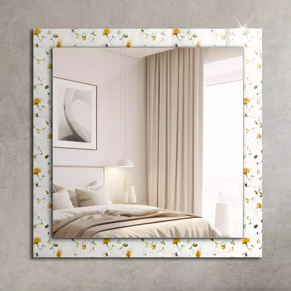 Miroir avec imprimé décoratif rectangulaire Motif fleurs feuilles
