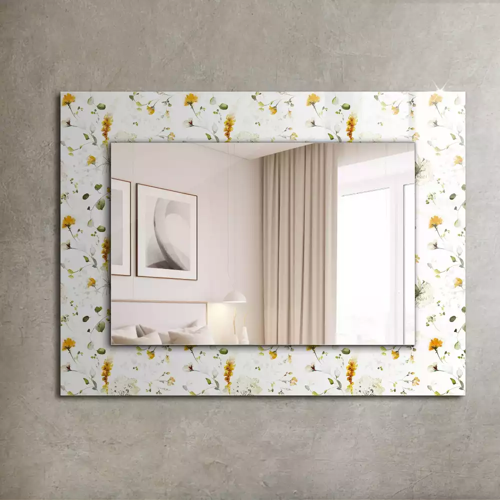 Miroir avec imprimé décoratif rectangulaire Motif fleurs feuilles