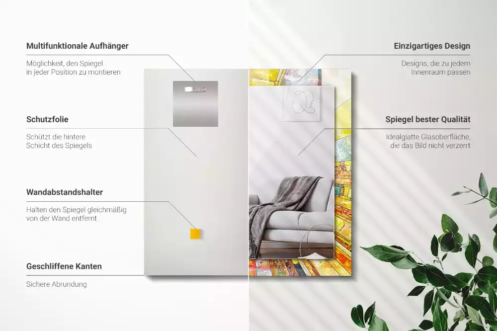 Miroir décoratif rectangulaire Mosaïque abstraite colorée