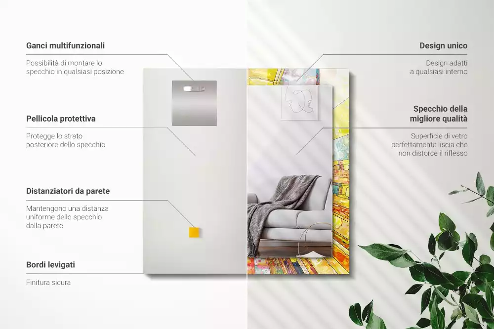 Miroir décoratif rectangulaire Mosaïque abstraite colorée