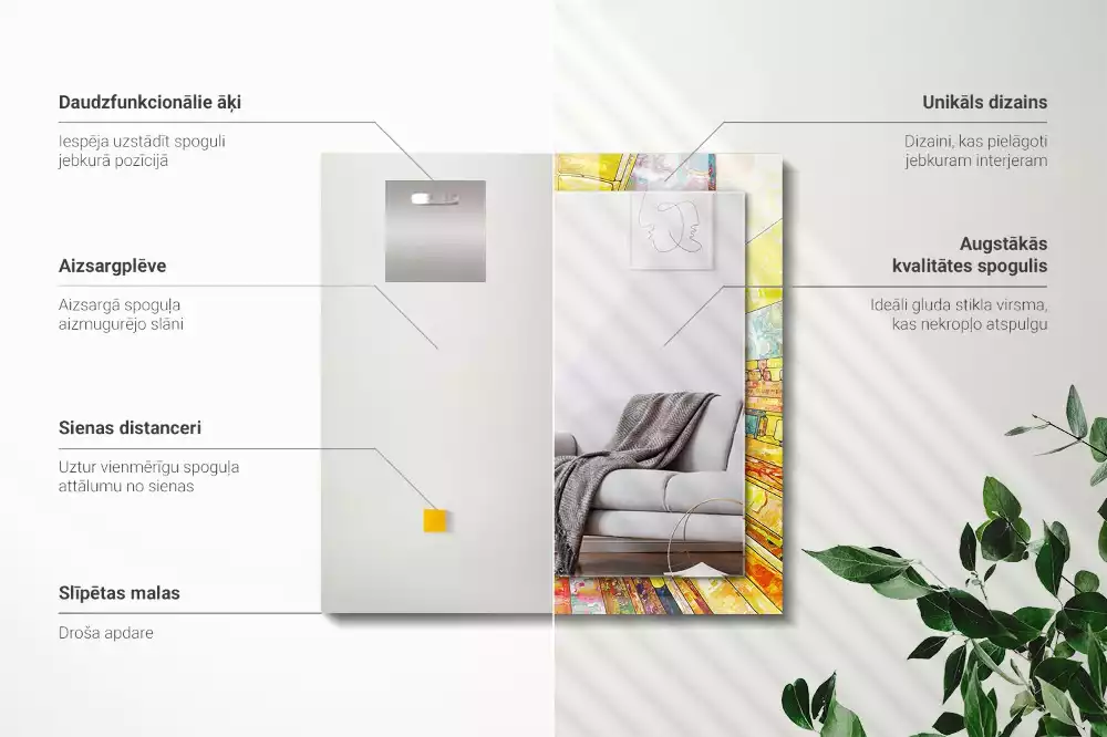 Miroir décoratif rectangulaire Mosaïque abstraite colorée