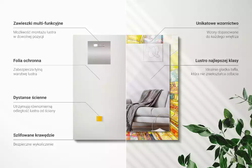 Miroir décoratif rectangulaire Mosaïque abstraite colorée