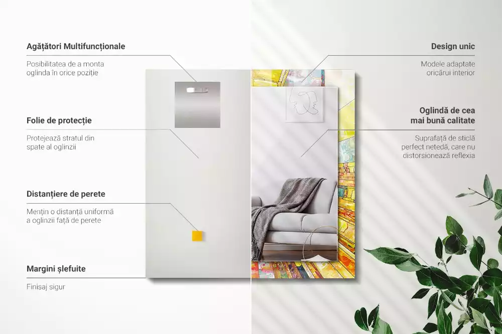 Miroir décoratif rectangulaire Mosaïque abstraite colorée