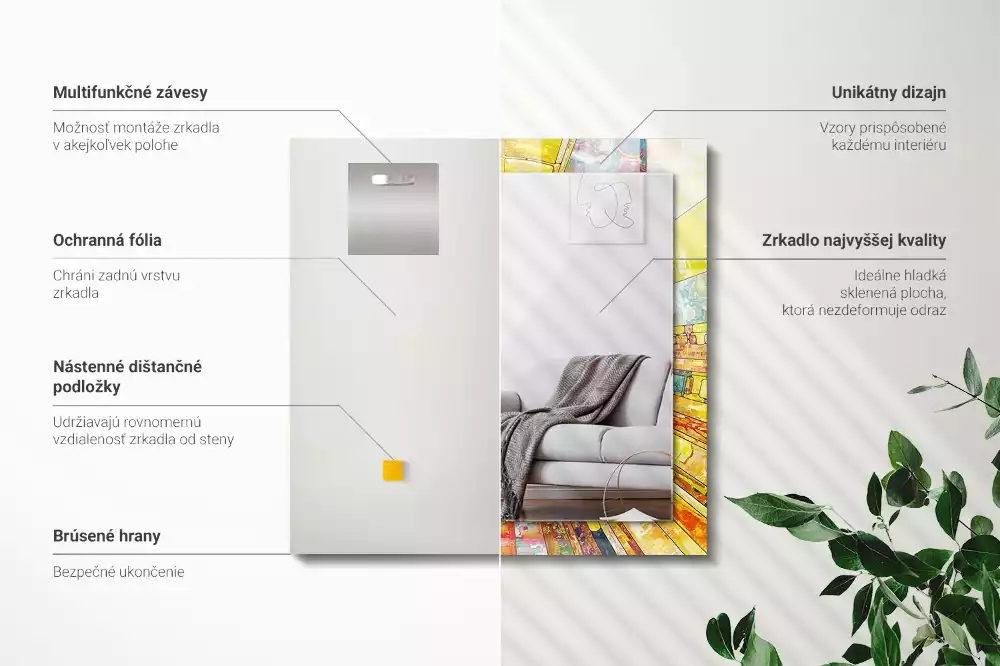 Miroir décoratif rectangulaire Mosaïque abstraite colorée