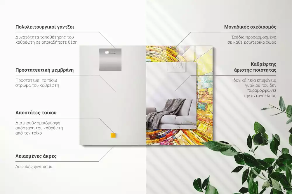 Miroir décoratif rectangulaire Mosaïque abstraite colorée