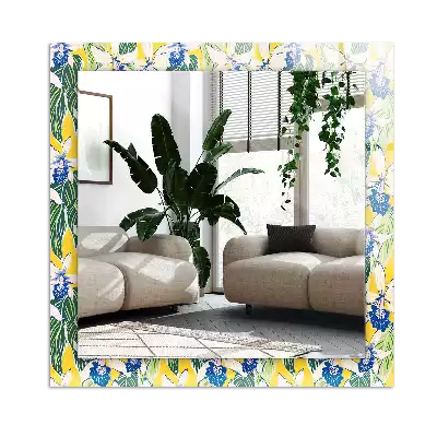Miroir avec imprimé rectangulaire Fleurs et feuilles