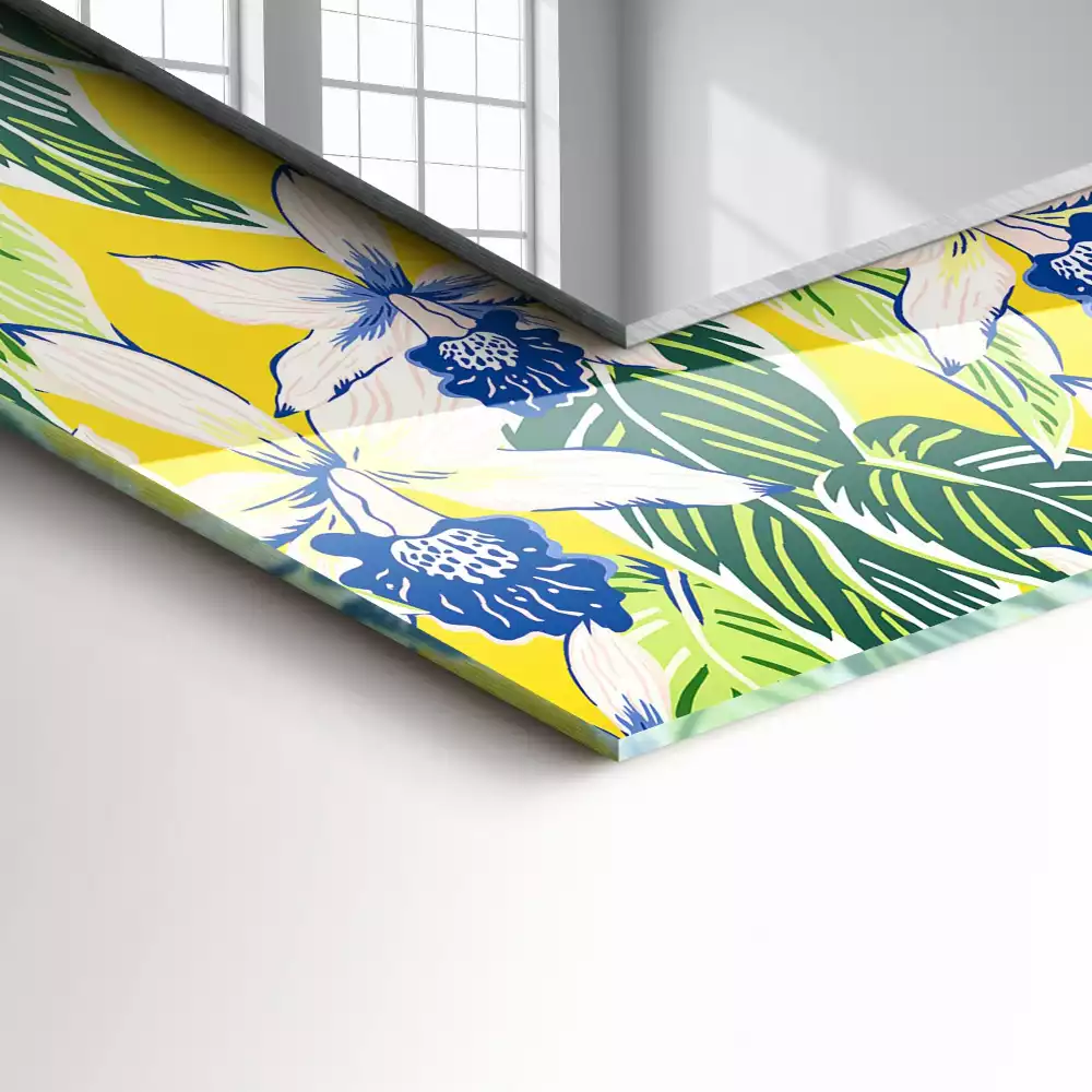 Miroir avec imprimé rectangulaire Fleurs et feuilles