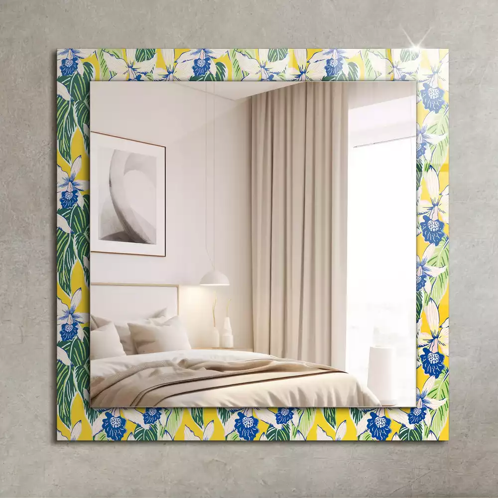 Miroir avec imprimé rectangulaire Fleurs et feuilles