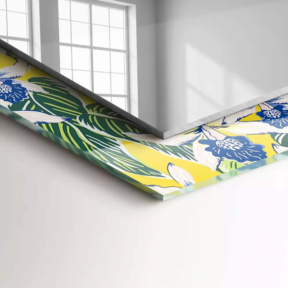 Miroir avec imprimé rectangulaire Fleurs et feuilles