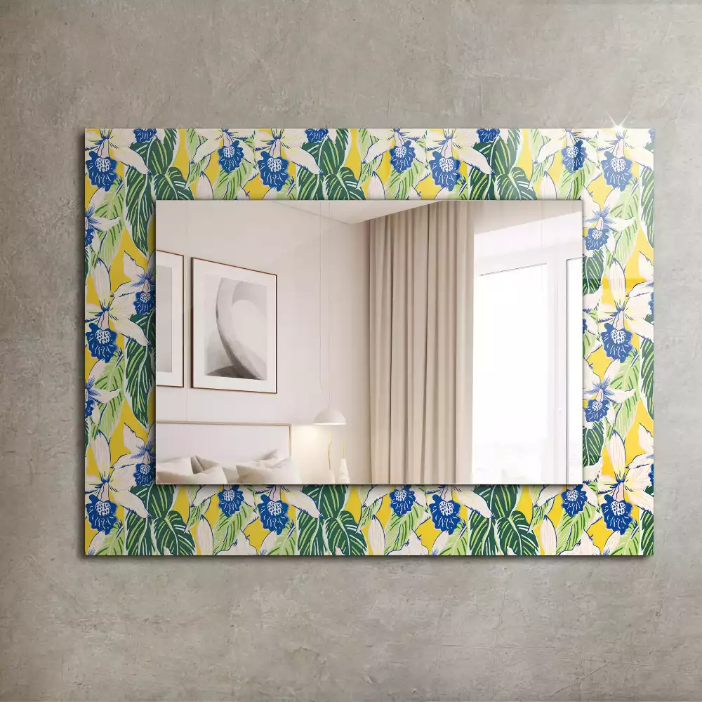 Miroir avec imprimé rectangulaire Fleurs et feuilles