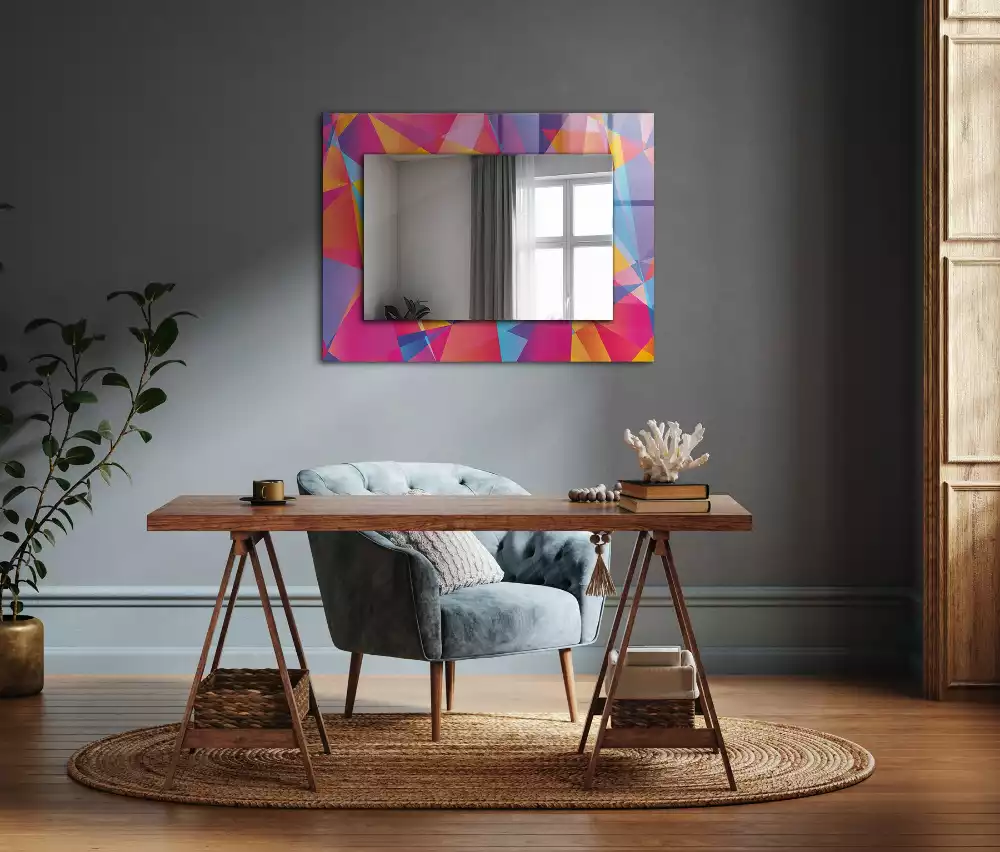 Miroir avec imprimé décoratif rectangulaire Motifs géométriques colorés