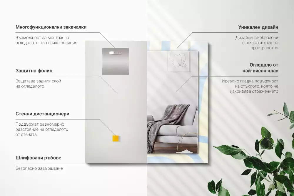 Miroir décoratif rectangulaire Motifs ondulés abstraits