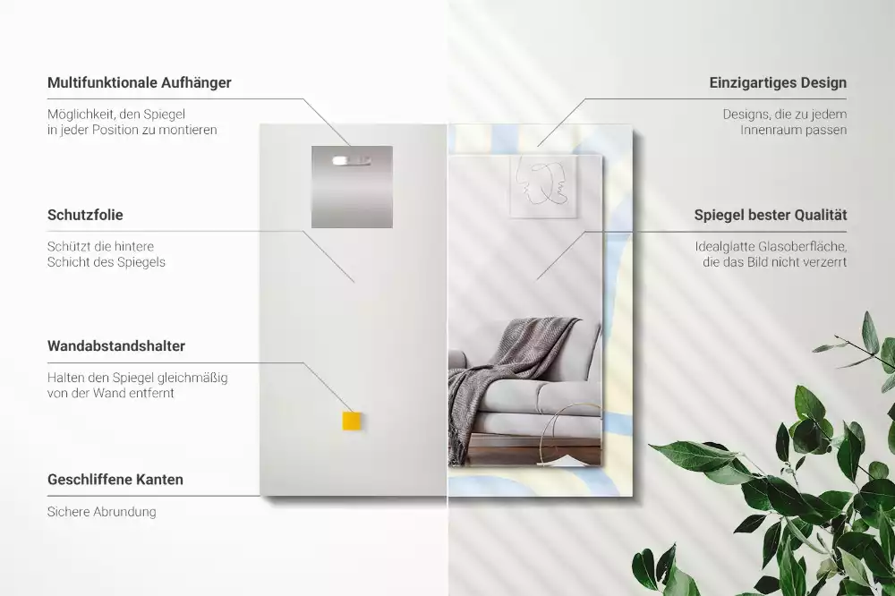 Miroir décoratif rectangulaire Motifs ondulés abstraits