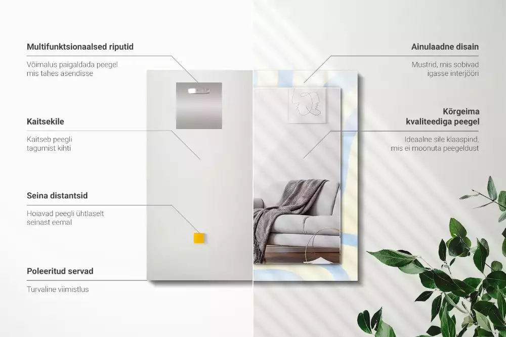 Miroir décoratif rectangulaire Motifs ondulés abstraits