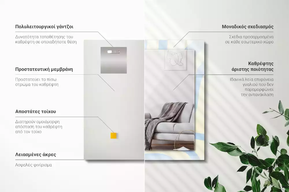 Miroir décoratif rectangulaire Motifs ondulés abstraits