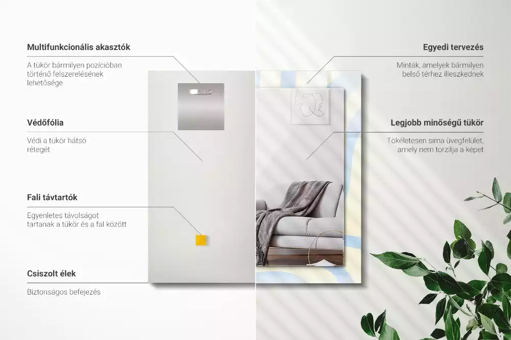 Miroir décoratif rectangulaire Motifs ondulés abstraits