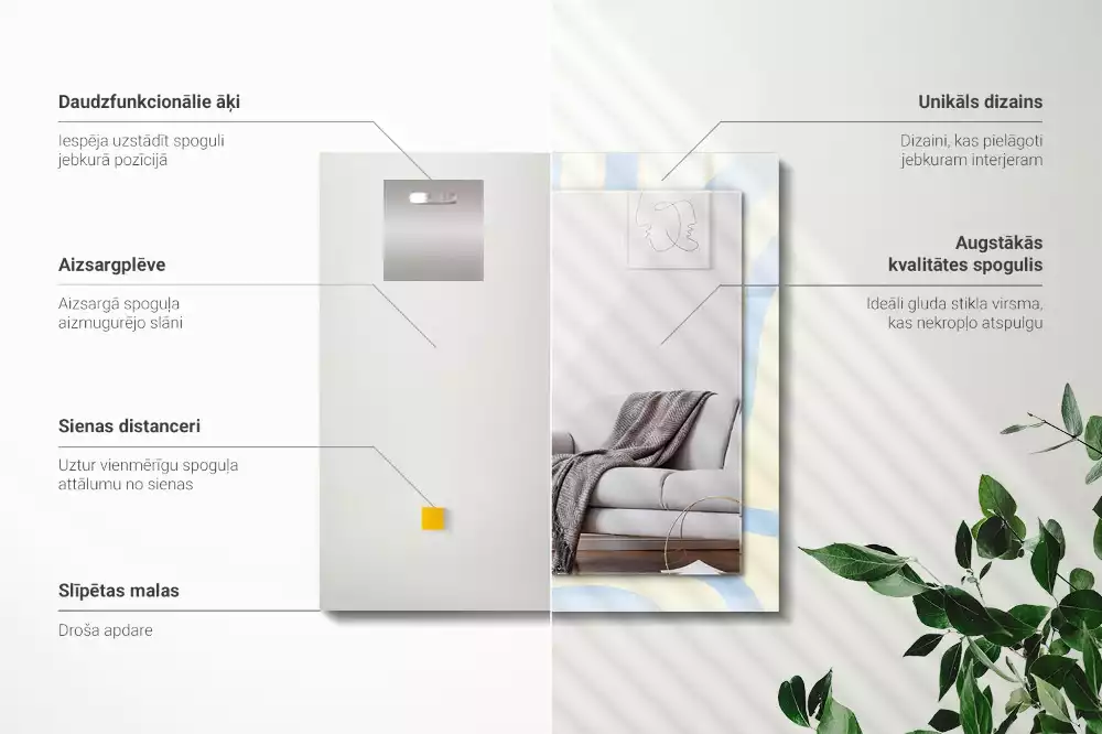 Miroir décoratif rectangulaire Motifs ondulés abstraits