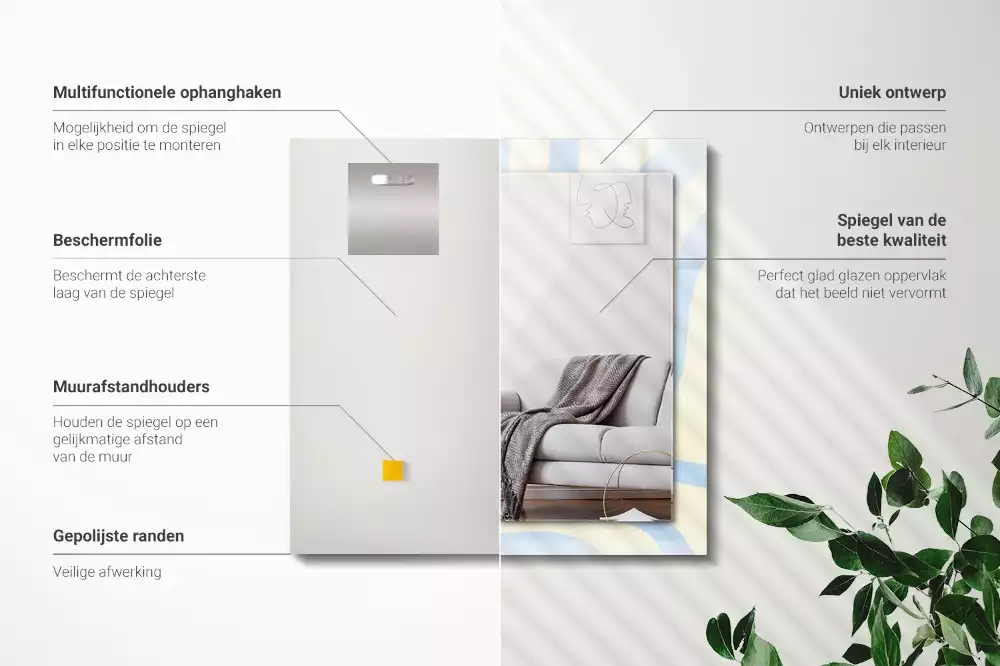 Miroir décoratif rectangulaire Motifs ondulés abstraits