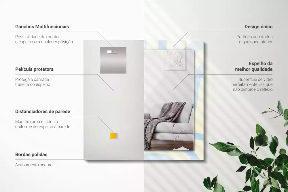 Miroir décoratif rectangulaire Motifs ondulés abstraits