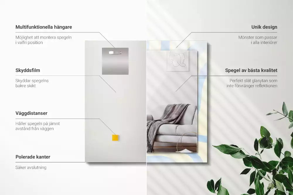 Miroir décoratif rectangulaire Motifs ondulés abstraits