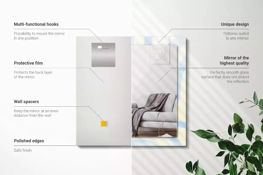 Miroir décoratif rectangulaire Motifs ondulés abstraits