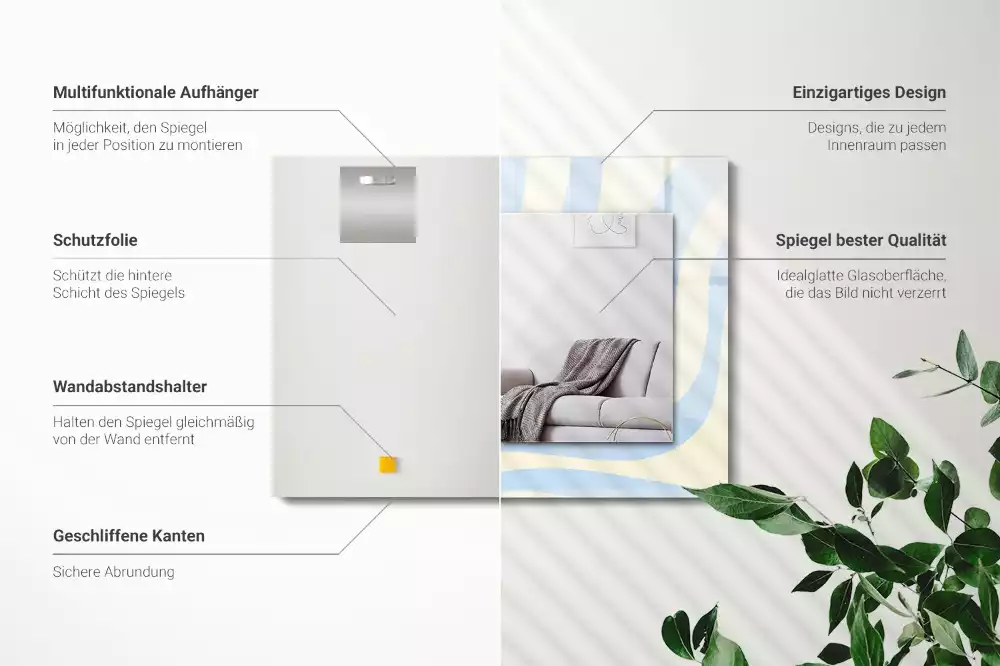 Miroir décoratif rectangulaire Motifs ondulés abstraits